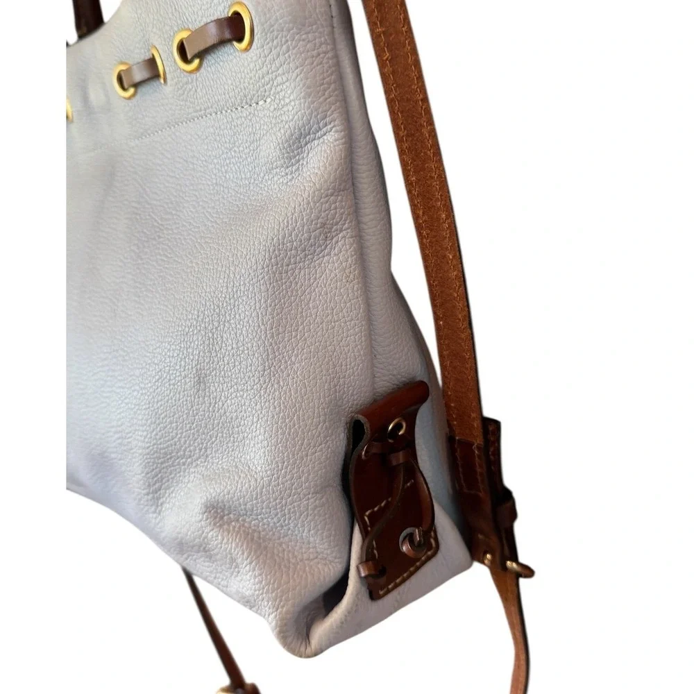 Dooney & Bourke Light Blue Pebble Leather Tassel Satchel Crossbody Bag